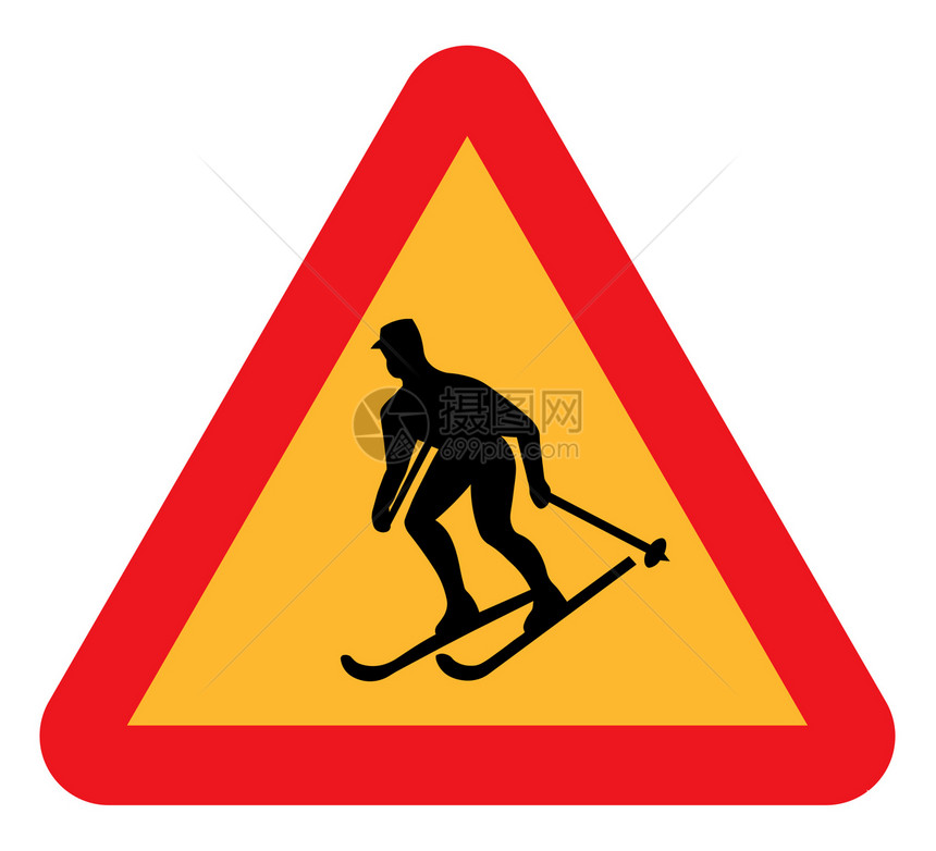 滑雪警告标志红色冒险图形化插图运输三角形危险休闲图片