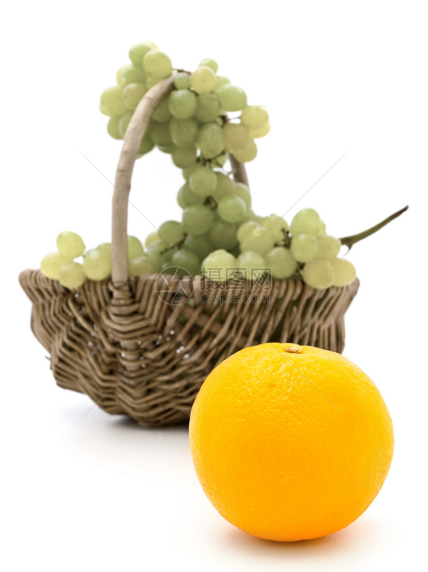 葡萄和橙饮食食物篮子收获水果橙子图片