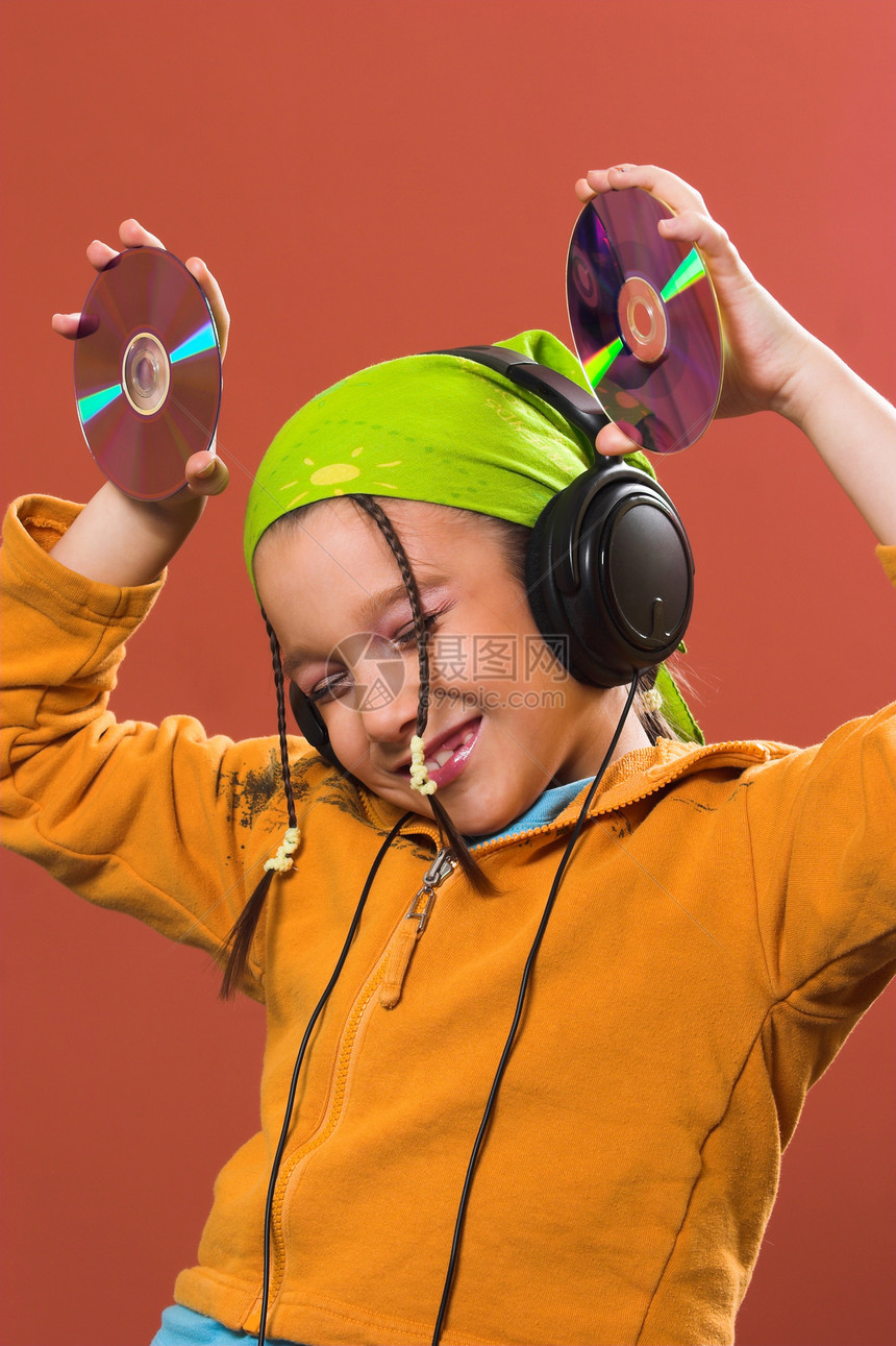 积极活动音频美丽美丽 CD 开朗儿童乐趣耳机光盘快乐童年闲暇幼儿园幸福娱乐女孩图片