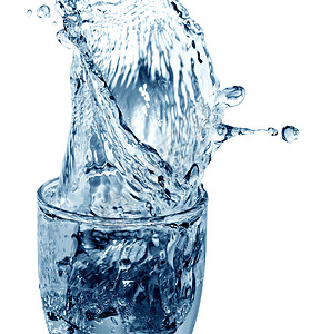 冰块气泡元素挥洒水的玻璃杯气泡液体玻璃自然蓝色元素口渴设计饮食饮料背景