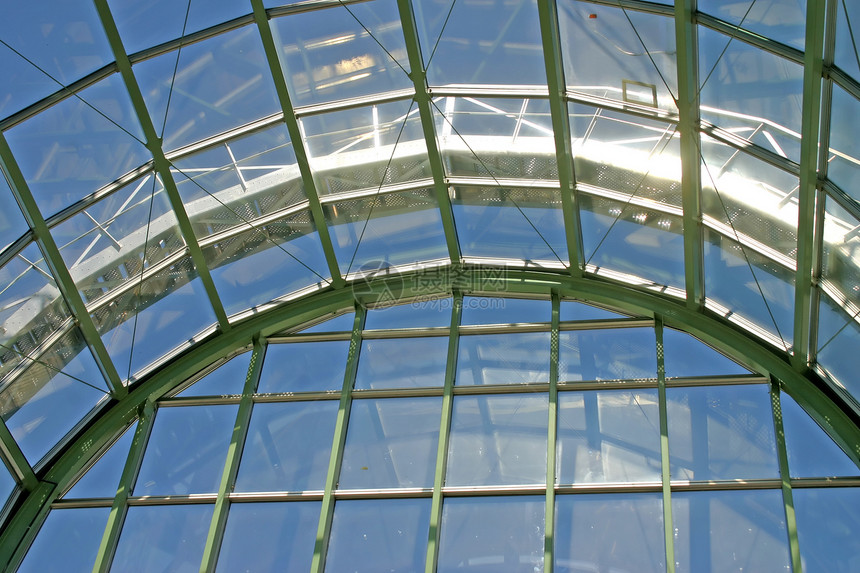 玻璃屋顶建筑学拱形绿色天花板透视图片