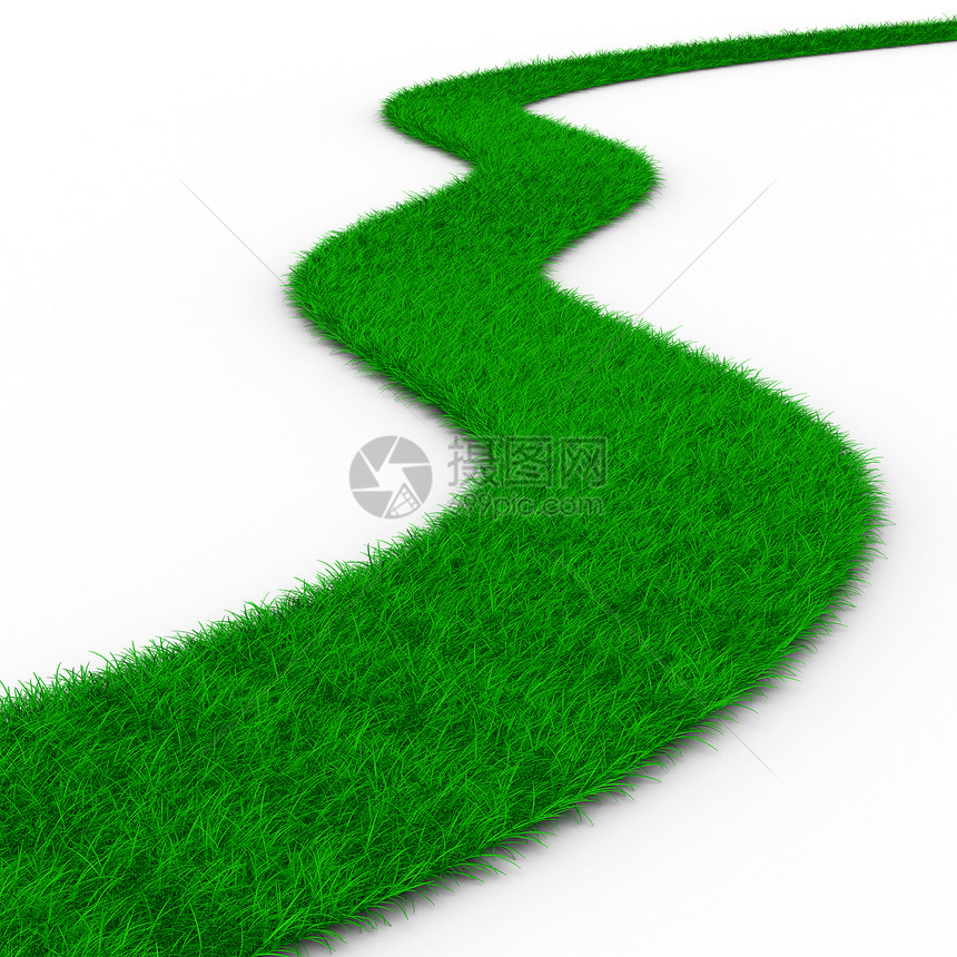白色的草地上 3D图像被孤立叶子环境杂草草皮生态车道土地植物生长插图图片