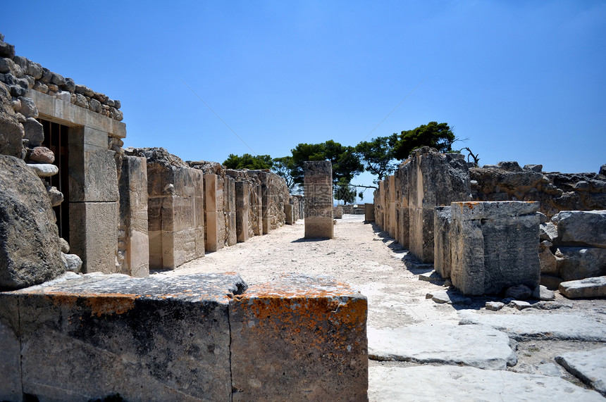 Faistos考古遗址历史性遗迹文明古董挖掘考古学遗产石头图片