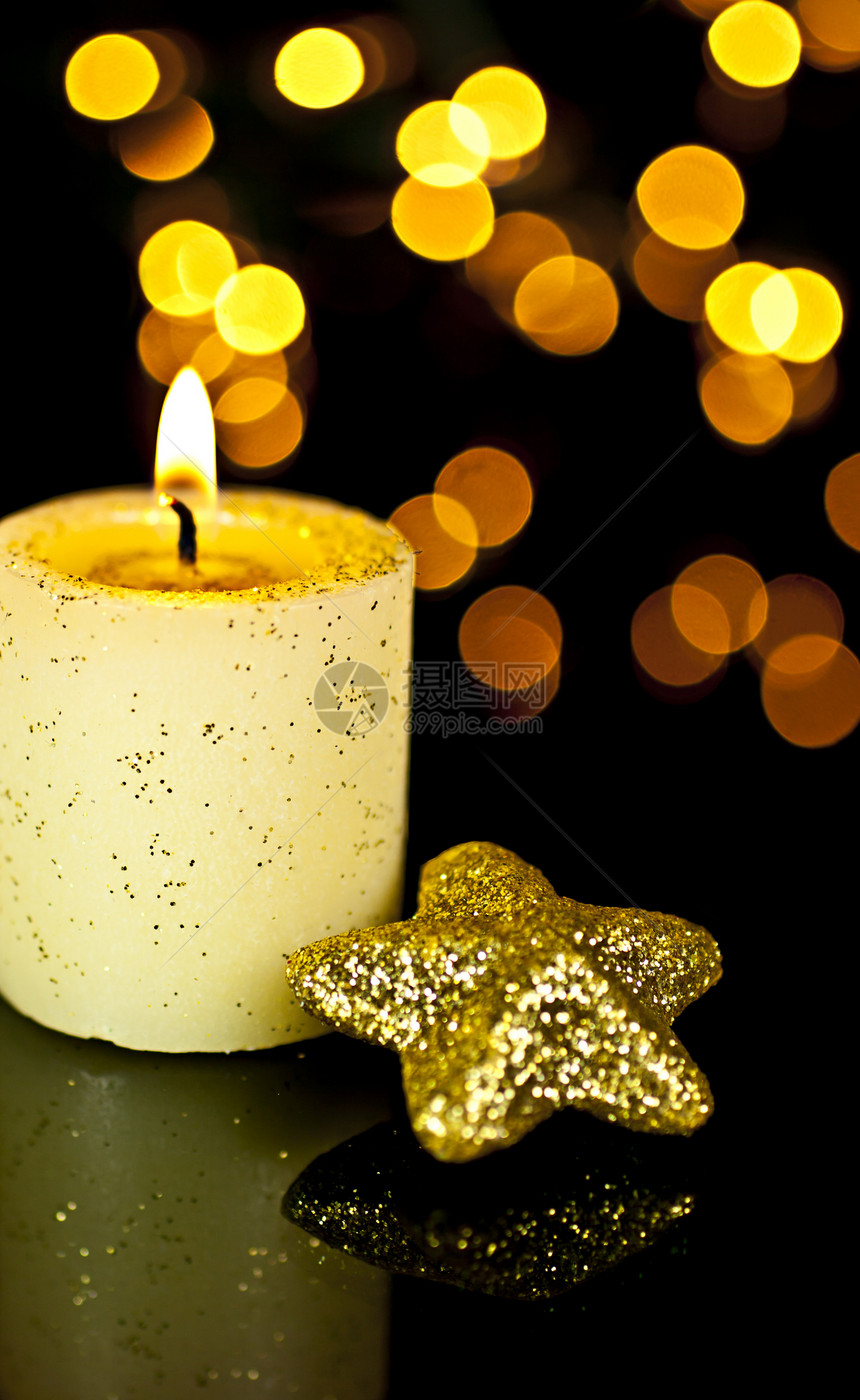 蜡烛颜色星星效果舞会复制彩灯魅力水平纹理黄色图片