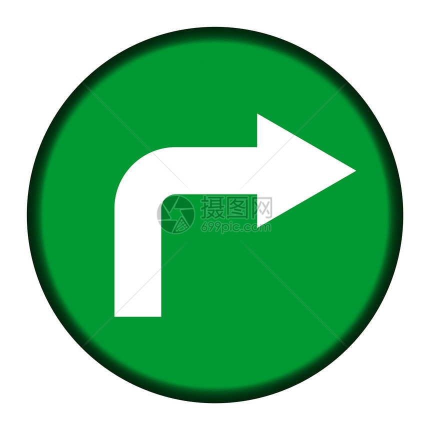 绿方向按钮运输轮流角落指针车削转弯弯曲白色积分插图图片