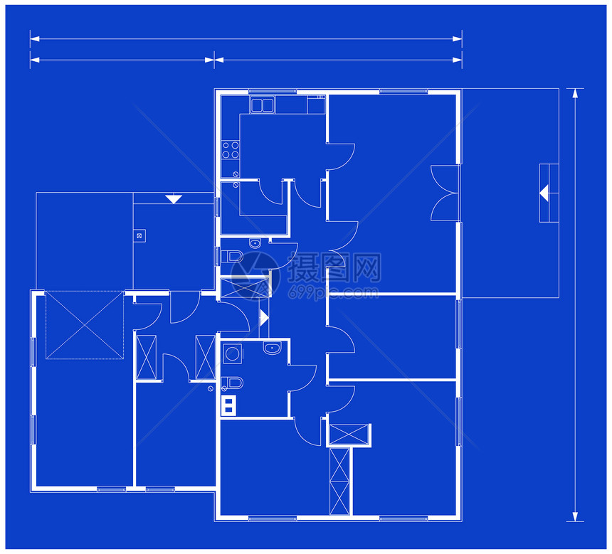 蓝图房屋草稿项目草图图纸施工图房间蓝色工程地板图片