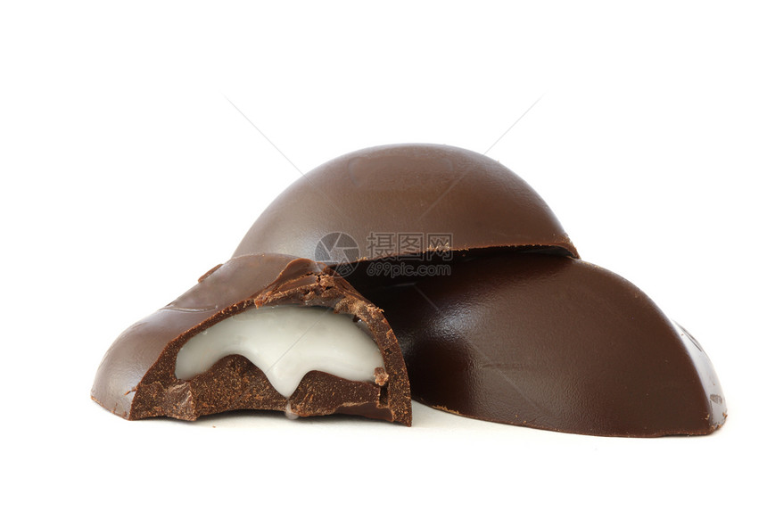 深巧克力糖白色松露糖果图片