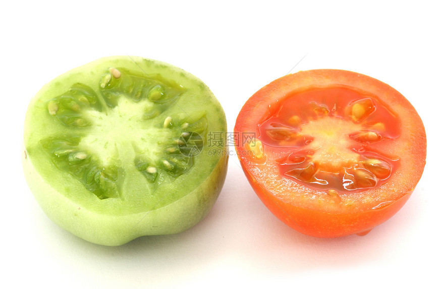 红番茄和绿番茄片图片