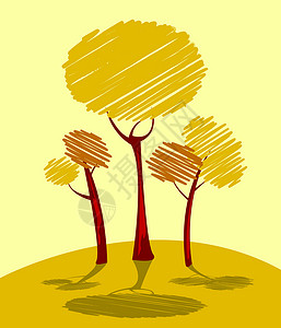 秋树风格装饰插图作品艺术背景图片