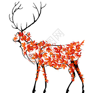 鹿喇叭艺术叶子草图插图背景图片