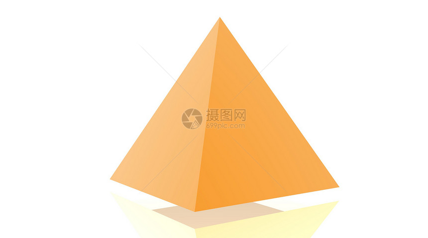 橙金金字塔几何学双方几何三角形框架白色插图金子橙子阴影图片