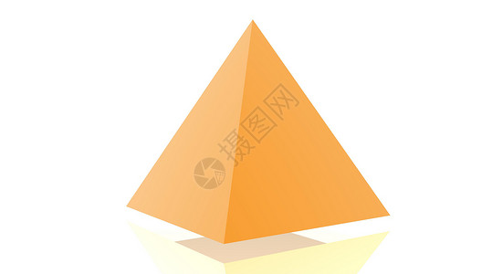 橙金金字塔几何学双方几何三角形框架白色插图金子橙子阴影背景图片