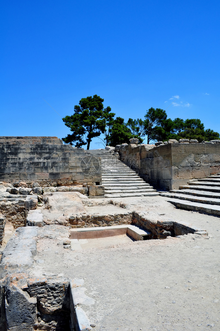 Faistos考古遗址历史性考古学古董石头遗迹挖掘文明遗产图片