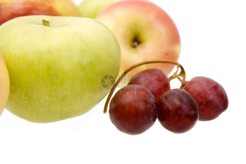 苹果和葡萄白色红色食物黄色水果图片