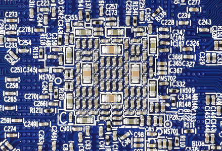 电子电路木板电脑宏观贴片半导体微电路蓝色硬件科学技术背景图片