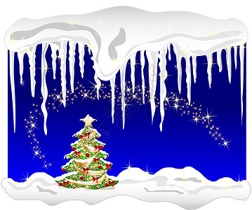 蓝色冬季背景墙纸圆环庆典雪花冰柱背景图片
