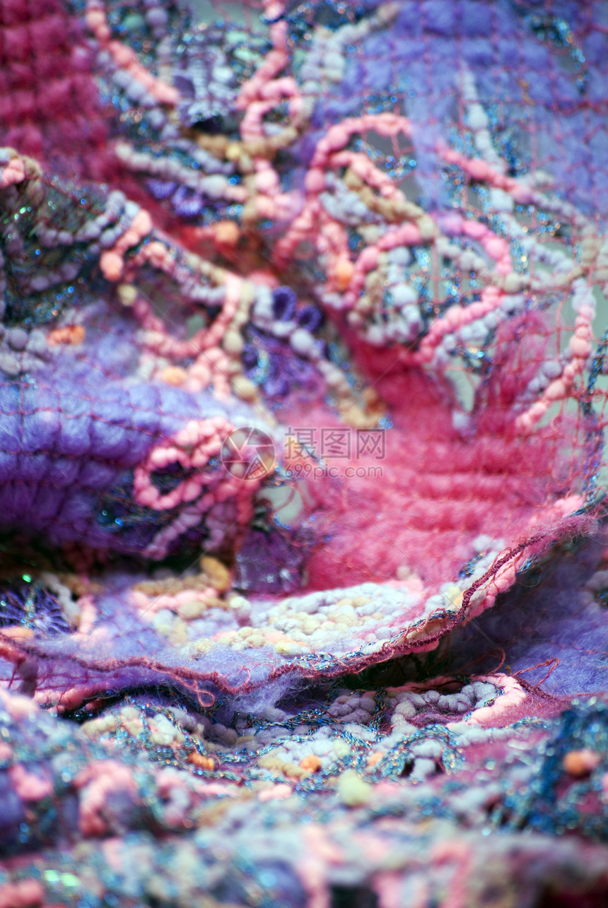 色彩多彩的材料粉色紫色羊毛布料纺织品图片