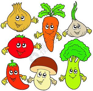 蒜茸拌西兰花收藏可爱的卡通漫画蔬菜插画