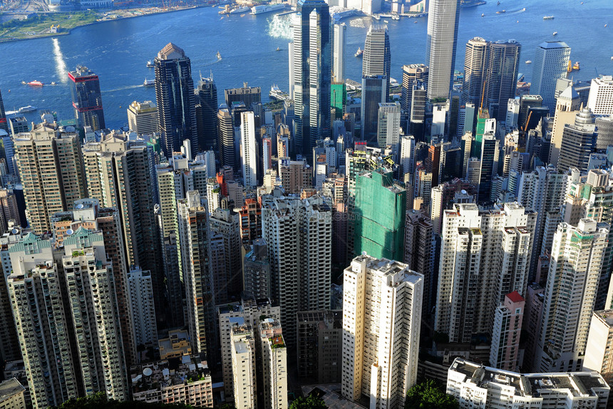 香港人口拥挤的建筑物商业城市建筑天际景观办公室地标海洋街道天空图片