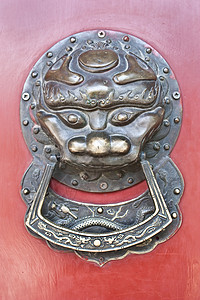 红门安全皇家木头红色狮子文化胡同旅行房子寺庙背景图片