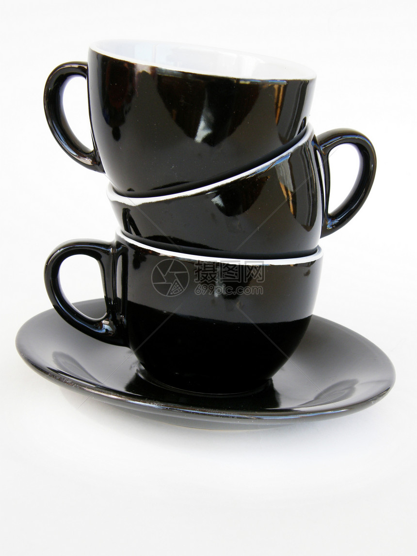 杯数制品工作室咖啡艺术对比瓷器餐具白色黑色陶器图片