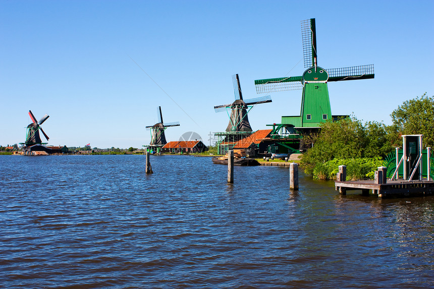 荷兰的磨坊铣削天空风车活力历史供电力量文化农村乡村图片