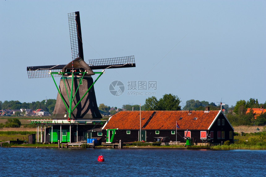荷兰的磨坊文化照片活力蓝色力量供电地标历史乡村风车图片