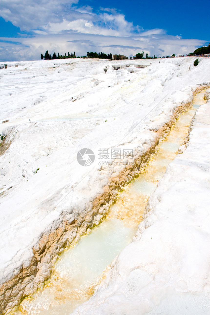 土耳其 Pamukkale土耳其 棉花白山 国家保留地和旅游景点 温泉阳台风景游客岩石火鸡自然瀑布海浪地质学碳酸盐图片