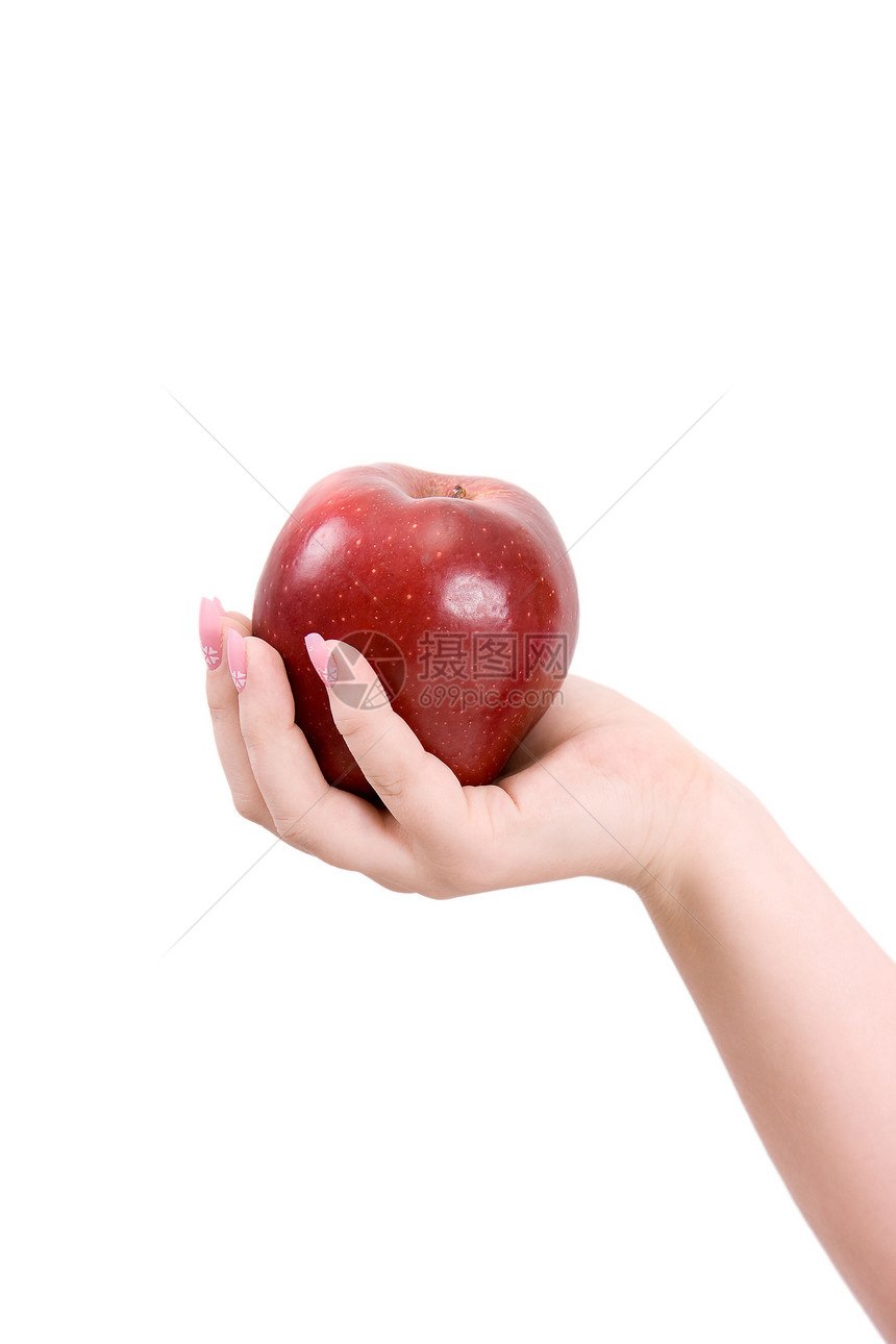 椰枣上的苹果果汁棕榈诱惑水果红色白色皮肤食物手指图片