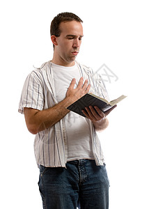 白色的崇拜祷告福音精神读者阅读宗教白色信仰衬衫成人男性背景