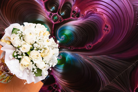 婚前花束花朵婚礼新娘白色玫瑰仪式新人庆典背景图片