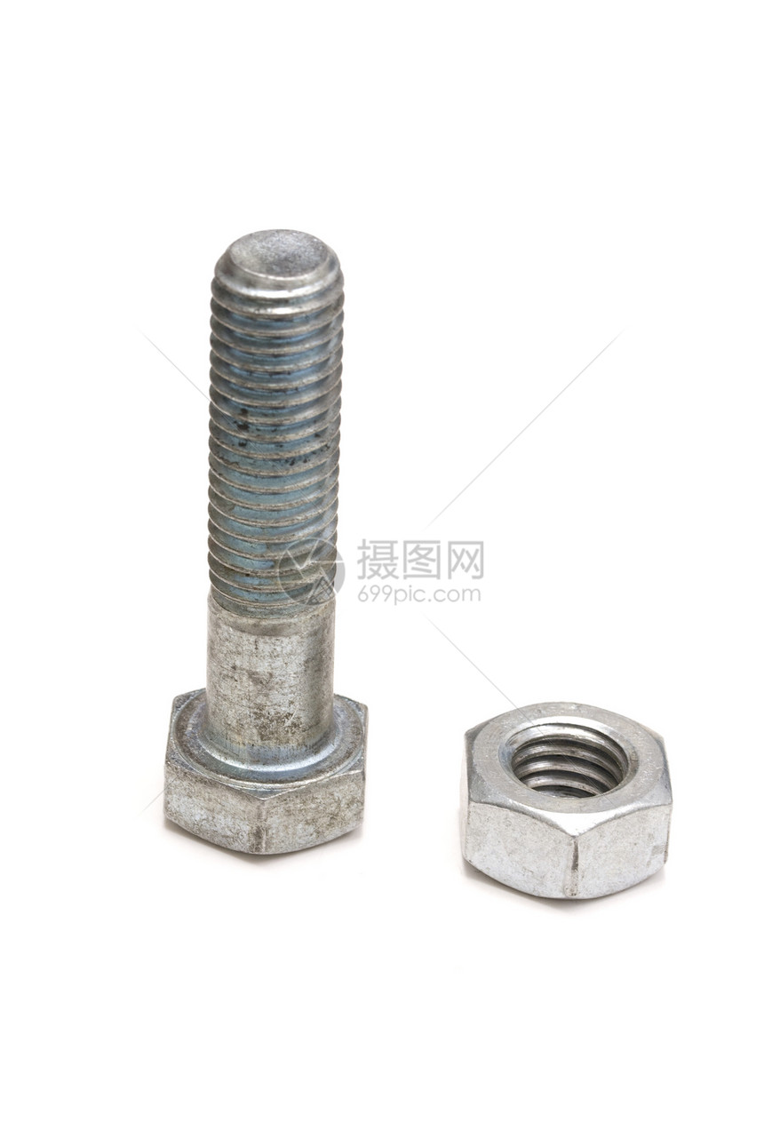 螺和螺栓工业白色机器硬件金属工具螺纹坚果维修材料图片