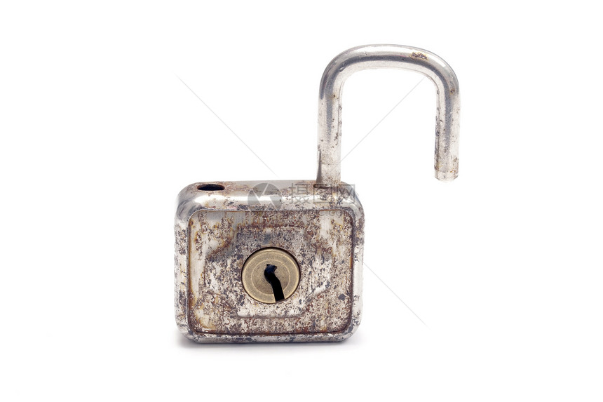 旧挂锁钥匙安全腐蚀金属古董白色棕色秘密图片