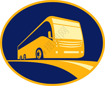 黄色巴士旅游客车巴士图标背景