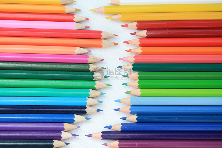 彩色铅笔礼物工具绘画装潢橙子商业线条木头孩子们彩虹图片