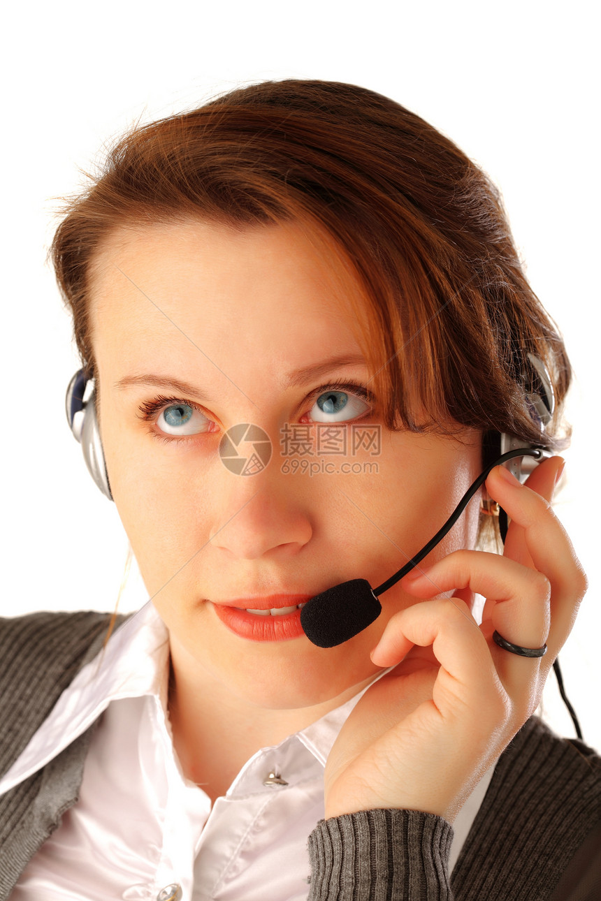 英美呼叫中心行政主管通讯职业商业秘书电话耳机女士成人操作员白色图片