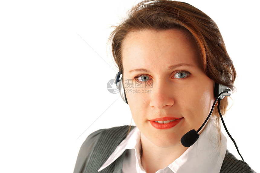 英美呼叫中心行政主管中心耳机头发顾客成人电话帮助秘书顾问女士图片
