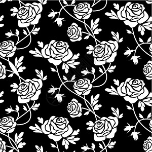 黑色的白玫瑰时代漩涡墙纸叶子装饰品玫瑰插图白色婚礼植物背景图片