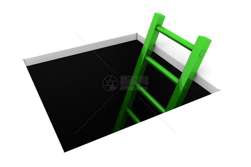 爬出洞  明亮的绿色梯子插图正方形长方形灰色黑色检修渲染四方地面出口图片