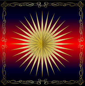 红色盒子星星黄金矢量背景插图星星图案圆圈金子框架皇家盒子明星红色棕色插画