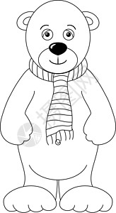 戴王冠熊戴泰迪熊白色的围巾 轮廓插画