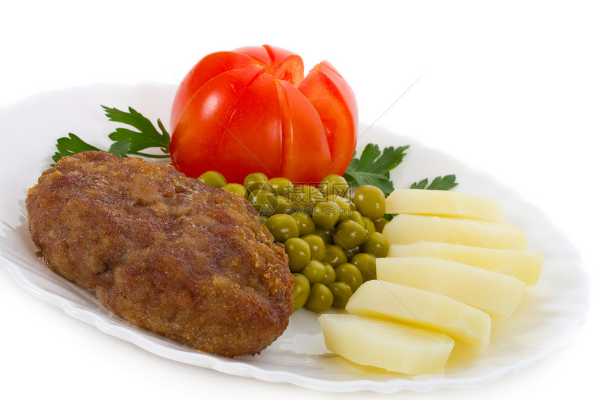 含有蔬菜的菜白色草本植物红色小吃美食盘子牛肉午餐肉片猪肉图片