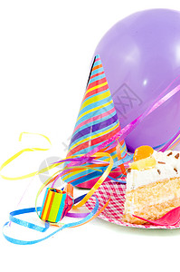 带有气球和流体的生日蛋糕背景图片