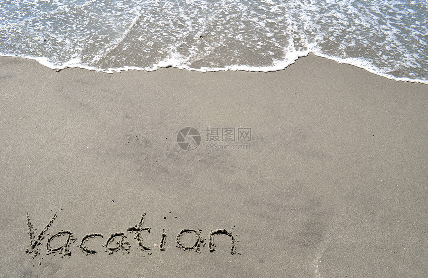 沙沙中游荡字母假期泡沫棕褐色写作海洋海浪图片