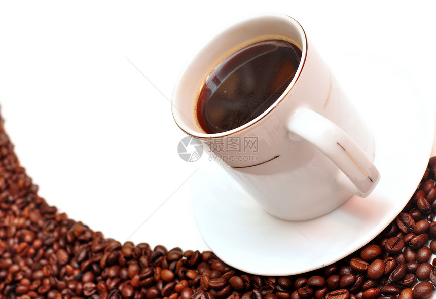 咖啡杯液体咖啡店美食颗粒状咖啡白色陶瓷黑色活力种子图片