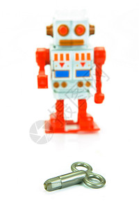 机器人钥匙玩具白色背景图片