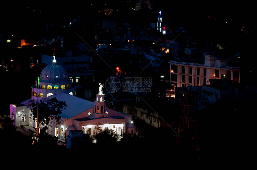 圣帕特里克教堂历史性游客传统蓝色城市殖民旅行旅游建筑中心图片