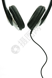 耳听器电话白色工作室耳机手机音乐体积耳朵背景图片