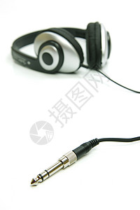 耳听器电话体积插头工作室音乐耳朵白色手机耳机背景图片