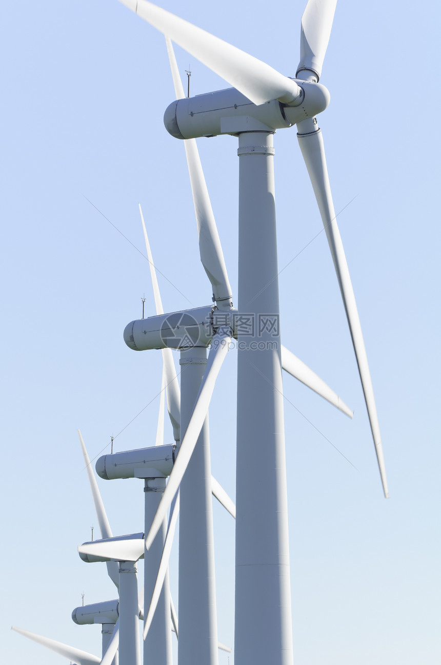 风风农场风车涡轮活力蓝色技术力量白色天空图片
